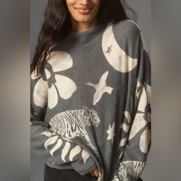 Anthropologie The Alani Cashmere Mock-Neck Sweater by Pilcro Size Small NWOT - Picture 2 of 9